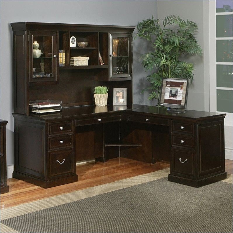 Martin Furniture Fulton 68" RHF LShaped Desk with Hutch in Espresso