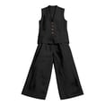 thumbnail image 7 of NMMUED Women's 2 Piece Outfits Linen Vest Waistcoat Dressy Casual Sets Wide Leg Pants Suits Black L, 7 of 7