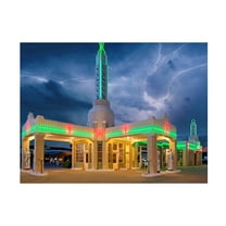 Trademark Fine Art Mike Jones Photo Rt 66 Shamrock Texas Conoco Lightning Canvas Wall Art - 14x19