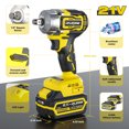 thumbnail image 3 of Rubik Cordless Impact Wrench, 370Ft-lbs (500N.m) 1/2" Brushless Impact Gun, 21V High Torque Power Impact Driver, 2x4.0Ah Batteries Electric Impact Motor Variable Speeds for Car/Truck RV/Mower, 3 of 8