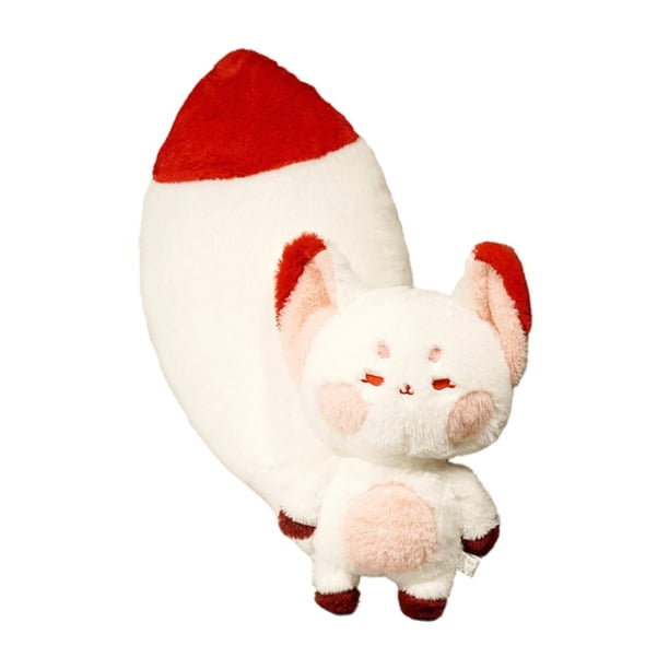 Peluche de zorro, lindo zorro de peluche, decoración del hogar, ligero y acogedor. cola grande roja blanca