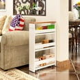 thumbnail image 5 of 4 Tier White Slim Storage Cart with Handle, 5 of 6