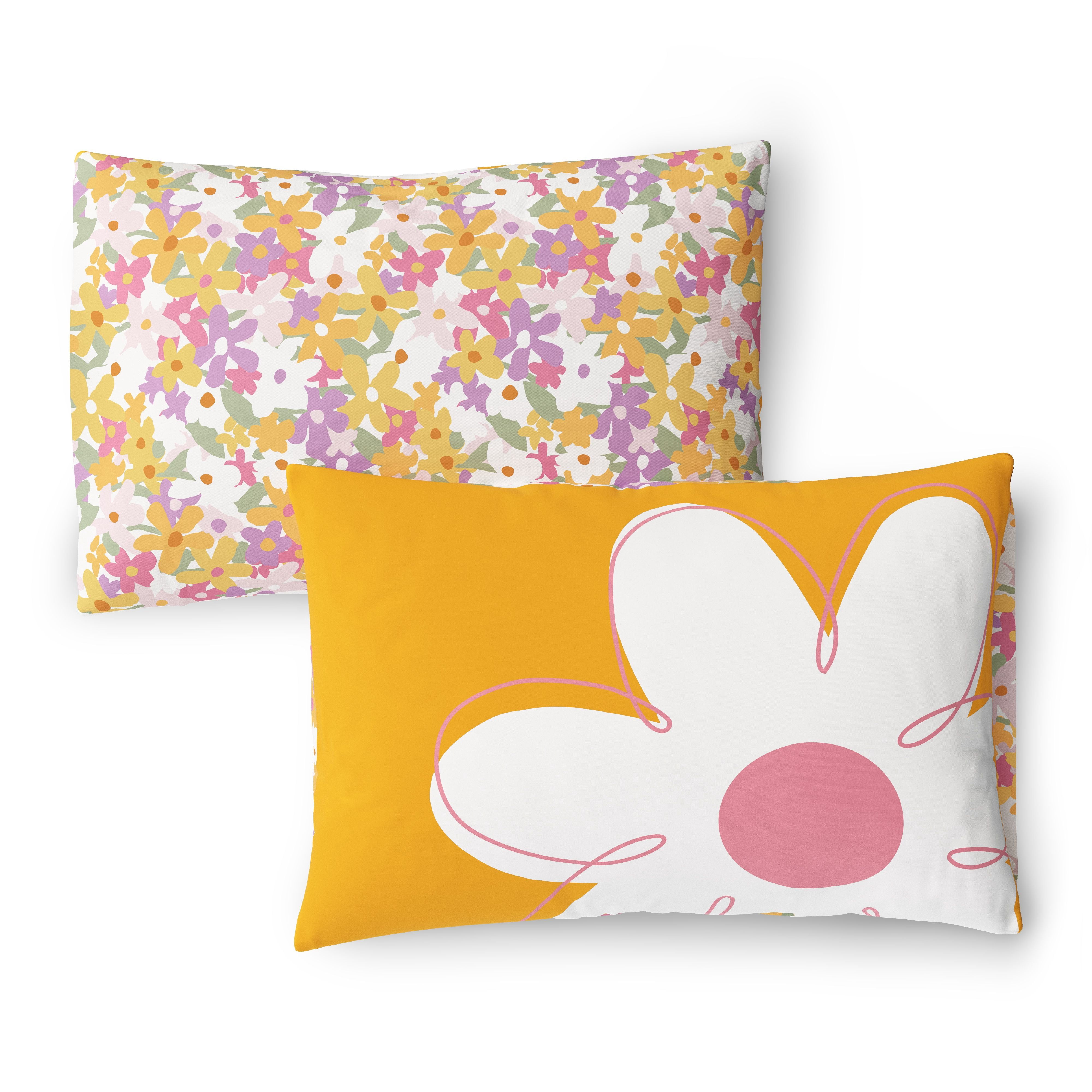 Mainstays Kids Daisy Reversible Comforter Set with Sheets, Twin, 5 Pieces