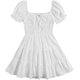 thumbnail image 1 of Vestido corto de manga corta abombada para mujer, vestido corto con volantes y lazo frontal y cuello cuadrado Blanco XL Blanco XL Xishao ropa, 1 of 2