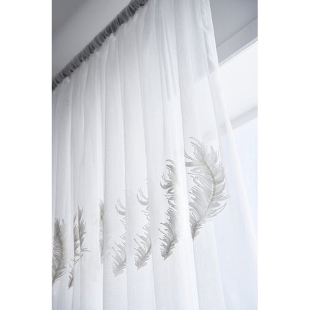 1pair 100 250cm Embroidery Leaves Feather Bedroom Curtain Tulle