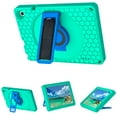 thumbnail image 3 of ELEHOLD for Walmart ONN 10.1 Inch 3rd Gen 2022 Rugged Case Honeycomb Pattern 360° Rotatable Kickstand Handstrap Shoulder Strap Shockproof Anti-Scratch Heavy Duty Case,(Model:100071485),Green+Blue, 3 of 9