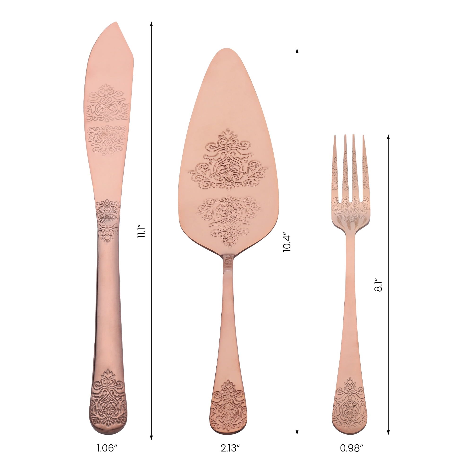 Unique Bargains Stainless Steel Silverware Set with Pie Spatula 4 Piece Rose Gold