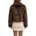 thumbnail image 2 of INSPIRE CHIC Womens Faux Fur Coats Fuzzy Long Sleeves Lapel Collar Smooth Lining Oversized with Pockets Warm Winter Jackets Outwear Small Brown, 2 of 2