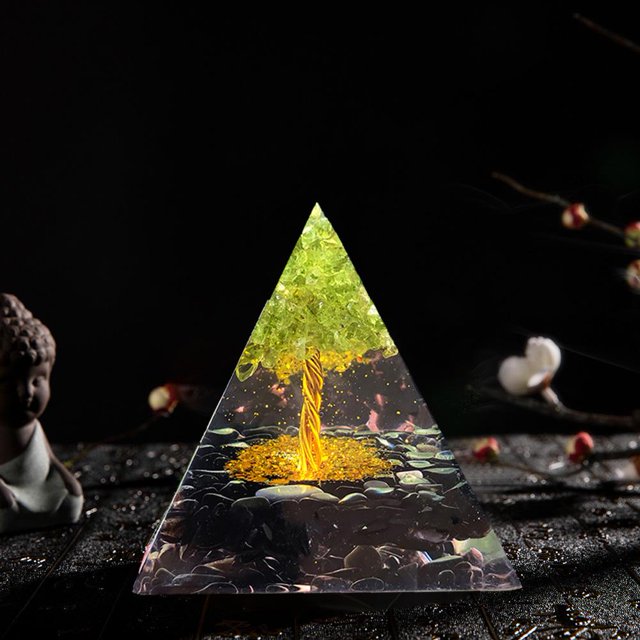 Crystal Energy Orgone Pyramid Árbol de la vida Prosperidad Molde Riqueza Sanar Gema