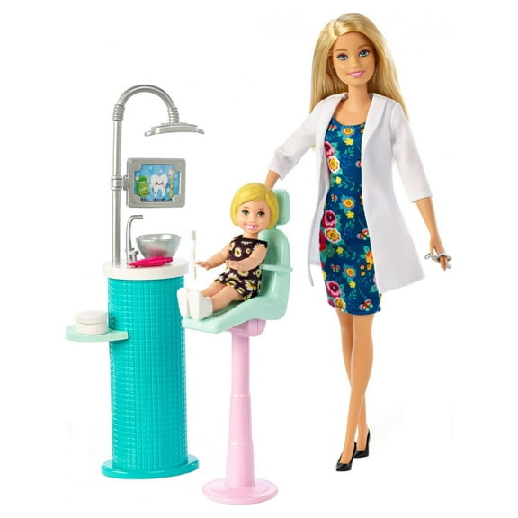 Barbie Careers Dentist Doll & Toddler Patient Doll Playset, Blonde