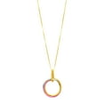 thumbnail image 2 of JewelStop 14k Tri-Color Gold 16X22 Shiny 3- Open Ring Pendant Necklace - 18 Inches, 2.36gr., 2 of 3