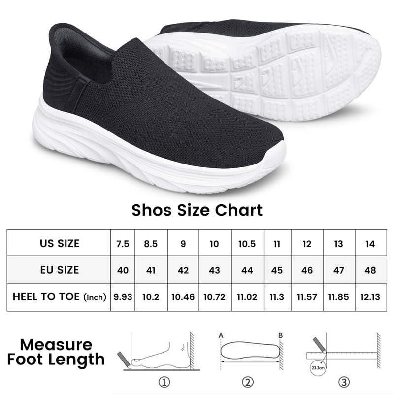 vibdiv Mens Slip on Hands Free Outdoor Walking Sneakers Breathable Athletic Tennis Shoes zapatos de hombre Black Size 12