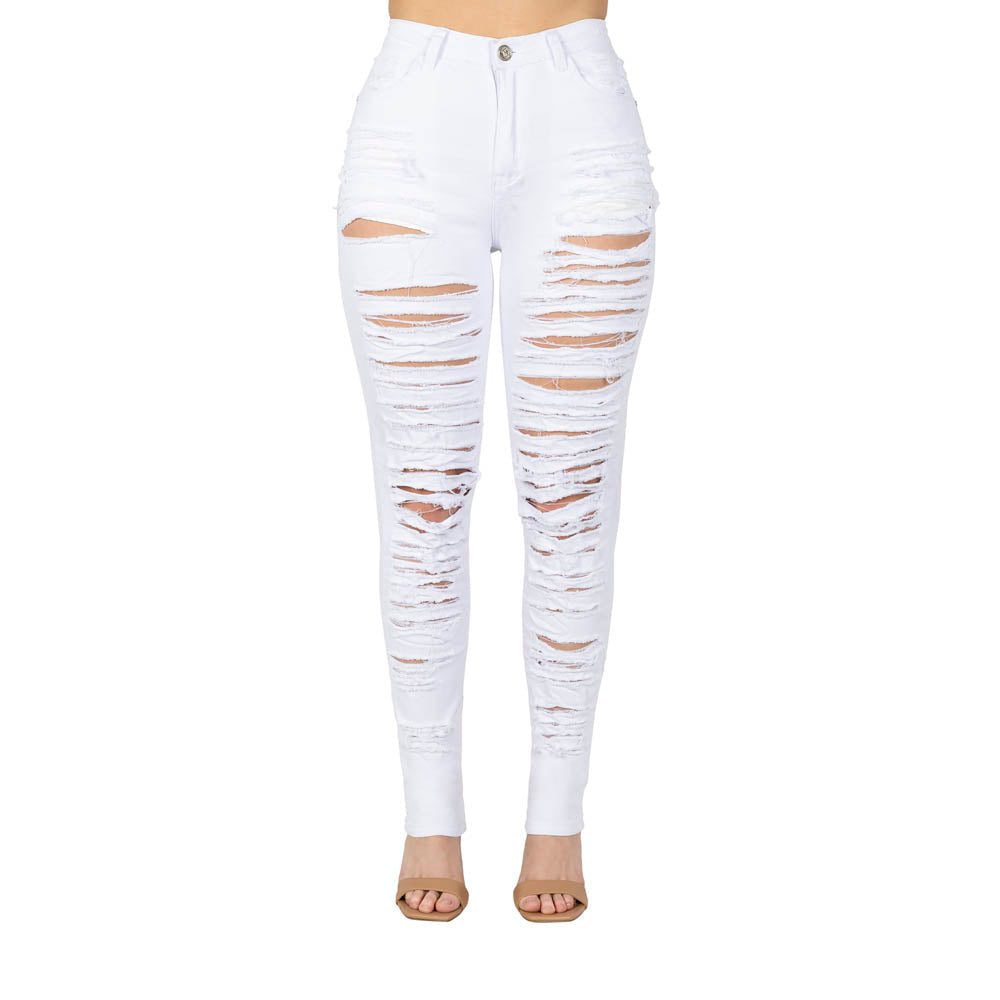 Blue Topic Women Rip \u0026 Repair Skinny Jeans - White, Women's, Size: 15