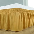 thumbnail image 2 of Wrap Around Bedskirts for King & Cal King Beds 15 Inches Drop, Gold Elastic Dust Ruffles, Easy Fit Wrinkle & Fade Resistant Silky Luxurious Fabric Solid, 2 of 7