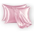 thumbnail image 3 of Satin Pillow Cover Set: 2 Satin Cases, Bonnet & 3 Scrunchies Gift Pink 20 x 12 Inch, 3 of 4