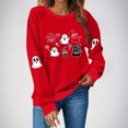 thumbnail image 2 of HAOTAGS Halloween Spooky Season Sweatshirt, Fall Crewneck Embroidered Pullover Tops Red L, 2 of 4