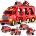 thumbnail image 1 of Camión de bomberos de juguete TEMI con 4 minicoches de 3 a 8 años, 1 of 9