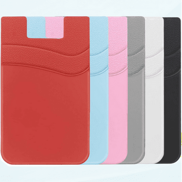 Card Holder for Back of Phone, Cell Phone Wallet Stick On Phone ID Credit Business Card Sleeve Pocket Suitable for iPhone, Samsung, Most Smart Phones 6 Pack