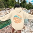 thumbnail image 2 of Puliio Women's Hoodie Retro Sunset Wave Letter Graphic Print Oversized Soft Long Sleeve Beach Sweatshirt With Front Pocket, 2 of 5