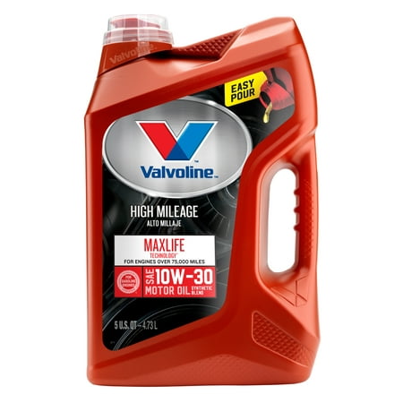 (3 Pack) Valvoline High Mileage with MaxLife Technology SAE 10W-30 Synthetic Blend Motor Oil - Easy Pour 5