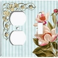 thumbnail image 4 of Metal Light Switch Plate Outlet Cover Elegant Blue Floral Striped Damask FLW071, 4 of 13
