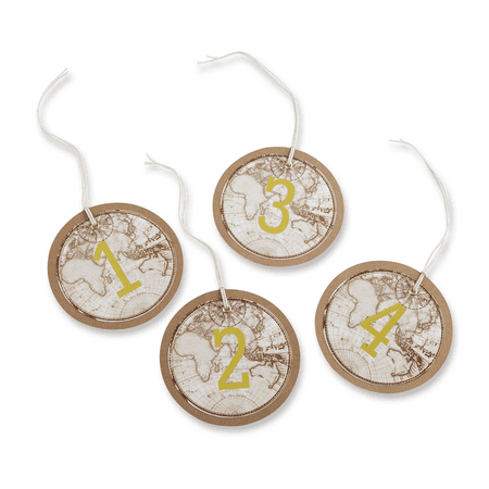 Travel and Adventure Gold Foil Table Numbers (1-18), Great for Weddings