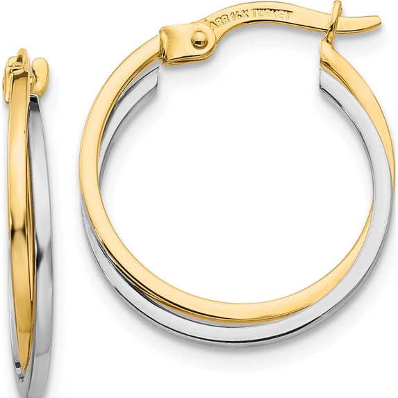14K Two-Tone Polished Hollow Hoop Earrings (20 X 17) Made In Turkey tl701