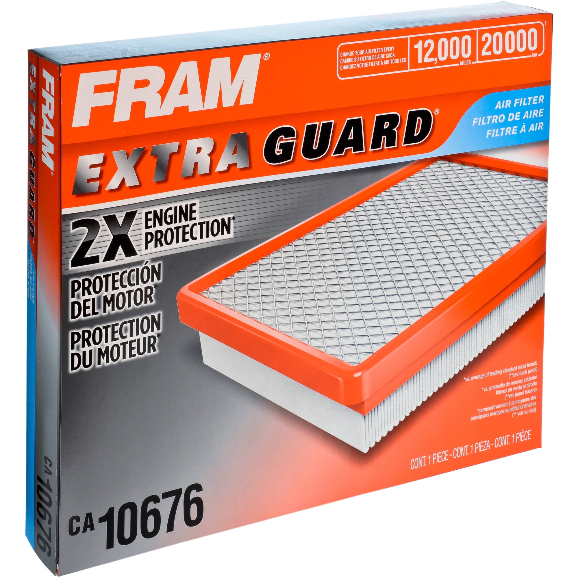 FRAM Extra Guard Air Filter, CA10676, 12K Mile Protection Replacement Engine Air Filter