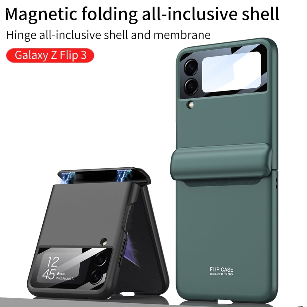For Samsung Galaxy Z Flip 3 5g Case Magnetic Folding Stand Shockproof Hybrid Protective Cover Darkgreen Walmart Com