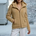 thumbnail image 5 of Winter Warm Women Fleece Hooded Sweatshirt Lightweight Full Zip Long Sleeve Fuzzy Jackets with Large Front Pockets, 5 of 9