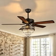 thumbnail image 2 of YIOSI 52" Crystal Ceiling Fan with Lights & Remote, Noiseless Copper AC Motor, LED Retro Chandelier, Farmhouse Lighting for Living Room, Bedroom, Dining Room, Energy-Efficient, Timer, Modern Fan, 2 of 9