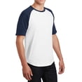 thumbnail image 4 of Men's Short Sleeve Colorblock Raglan Baseball Soft Jersey White/ Navy 3XL, 4 of 5