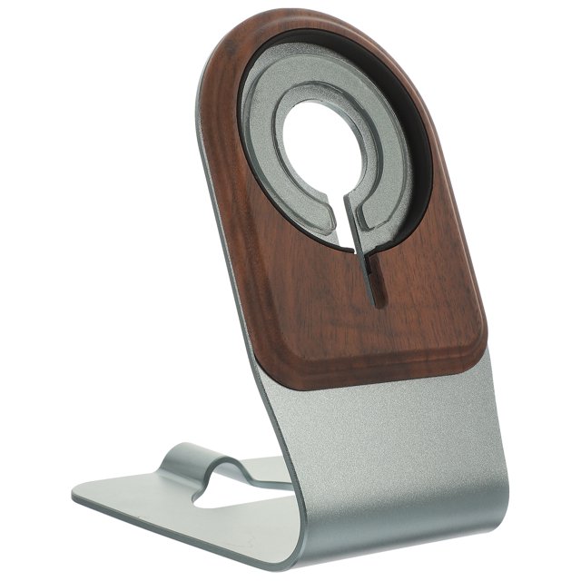1 soporte de carga inalámbrica de madera y aleación de aluminio (plateado)