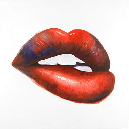 BEGIN DECO MAISON - HOME DECOR Red Juicy Lips Wrapped Canvas, 36x36