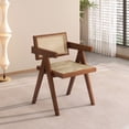 thumbnail image 3 of Hassch Set of 2 Rattan Dining Chairs, Modern Armchair with Wood Frame, Kitchen Chair for Home Office, Walnut, 3 of 6