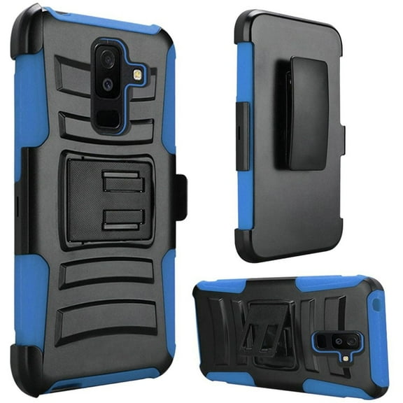 GSA Armor Hybrid Kickstand Case Holster for Samsung Galaxy A6 - Black Blue