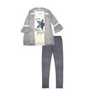 Sweater Knit Lace Trim Cardigan, Tank & Knit Denim Legging, 3-Piece Outfit Set (Little Girls & Big Girls)
