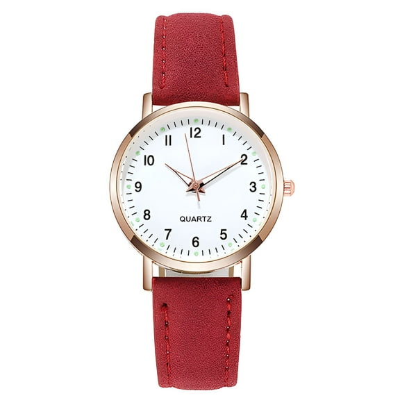 DESIGNICE Women Easy Read Everyday Watch with Numbers Creative Luminous Retro Female Watch Pu Leather Analog Quartz Wrist Watch