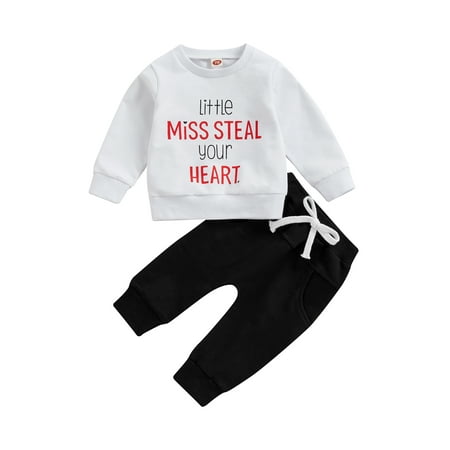 

Bagilaanoe 2Pcs Toddler Baby Girl Long Pants Set Letters Print Long Sleeve Sweatshirt Pullover Tops + Sweatpants 6M 12M 18M 24M 3T 4T Kids Casual Sweatsuits