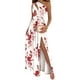 thumbnail image 1 of VISgogo Vestido de un hombro para mujer, estampado floral / Tie Dye, sin mangas, dobladillo dividido, plisado, cintura alta, falda de una pieza VISgogo moda, 1 of 9
