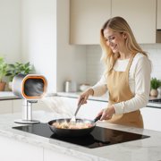 Portable Range Hood with Carbon Filters, Aobosi 4-Speed Vent Fan with LED Ring Light, Compact Smoke Extractor for Small Kitchen, RV, Indoor BBQ & Camping, Dishwasher-Safe Filter