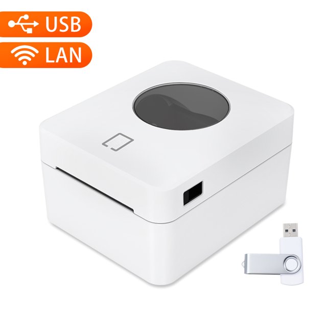 Riwcyla Desktop Thermal Label Printer for 4x6'' Shipping Package Label Printing All in One Label Maker Wired USB+LAN Connection 160mm/s High Speed Thermal Sticker Printer Max.104mm Paper Width Compa