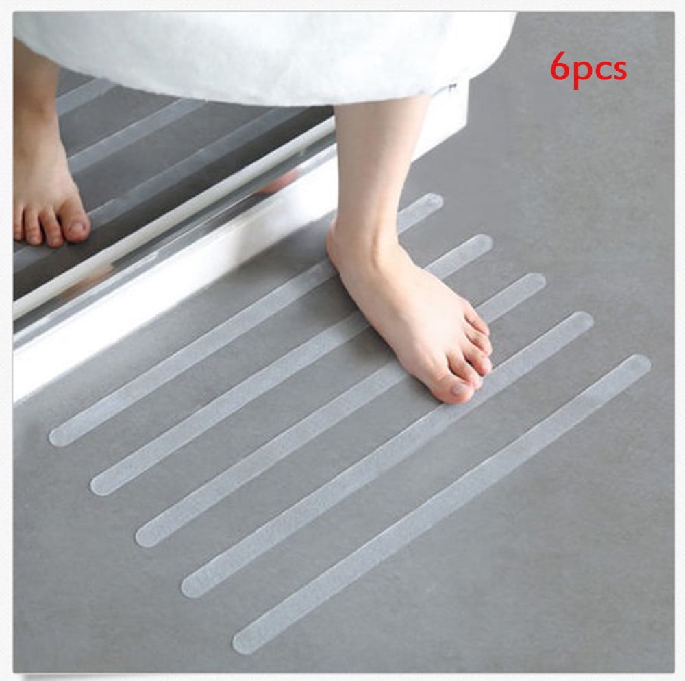 6Pcs Bath Tub Shower Sticker Anti Slip Grip Strips Non Slip Safety Floor Treads 
