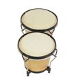 thumbnail image 3 of Bongo Drums Wooden Percussion Instrument Drum Set Including 5.5 Inch & 6 Inch Drums Natural Finish Children Toy with Tuning Wrench, 3 of 6