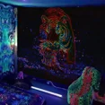 thumbnail image 1 of Aesthetic Wall Hanging Hippie Tapestry Decor Black Light  Psychedelic  Tapiz Home  UV, 1 of 1