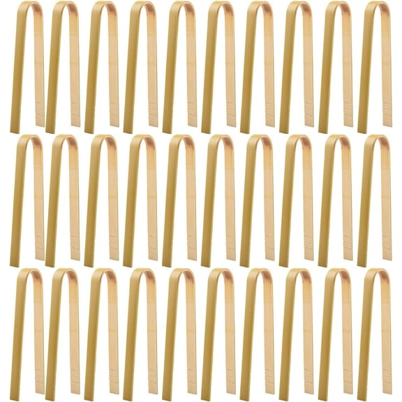 30 Pcs Wooden Tongs for Charcuterie - Mini Bamboo Disposable Tongs for Serving Food, Natural Wooden Cooking Toast