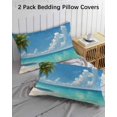 thumbnail image 2 of Palm Trees King Pillow Cases Set of 2 - Microfiber Bed Throw Pillow Covers, Summer Beach Coastal Nautical Sea Ocean Decorative Lumbar Pillow Cover with Envelope Closure for Sofa/Travel 20"x36", 2 of 6