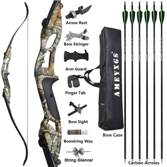 JUNXING F179 56 inch Recurve Bow Full Kit 30-50 lbs Takedown Target Bow Set for Adult Archery Hunting(CAMO)