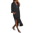 thumbnail image 3 of Womens Bikini Bathing Suit Cover Up Long Dress Button Down Long Sleeve Side Split Beach Cover Ups Shirt Dresses Beachwear, 3 of 6
