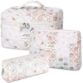 thumbnail image 1 of Bolsa de maquillaje Senbowe Floral, 3 unidades, tamaño grande, acolchada, de algodón, 1 of 8